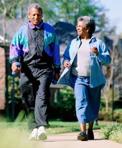 Mature couple walking