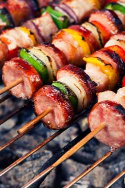 Shish kabobs on grill