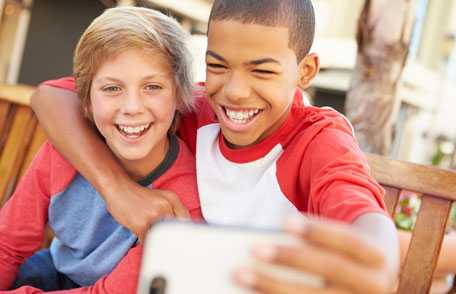 Two boys taking a selfie