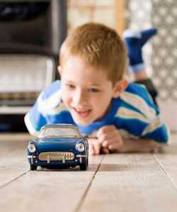 Toddler playing with toys