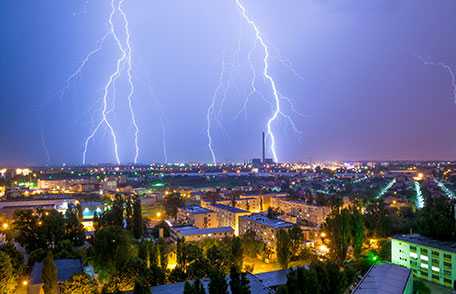 Lightning striking the ground