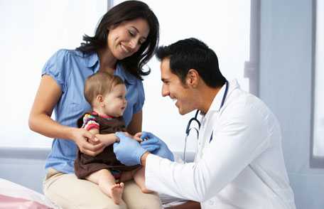 Mother and baby at doctor's office