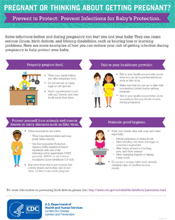 Infographic: Pregnant or thinking about getting pregnant? Prevent to protect.