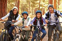 Family riding bicycles