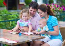 Family eating at restaurant