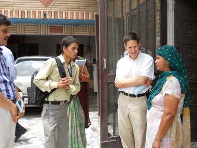 Dr. Thomas Frieden visiting an influenza vaccine and surveillance site in a rural village of Ballabhgarh, Haryana, India.