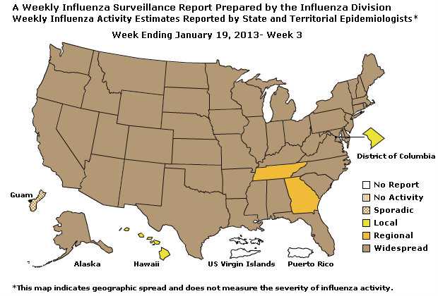 U. S. Map for Weekly Influenza Activity