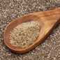 Image of chia seeds and powder.