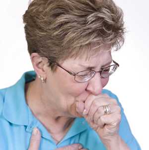 A woman coughing