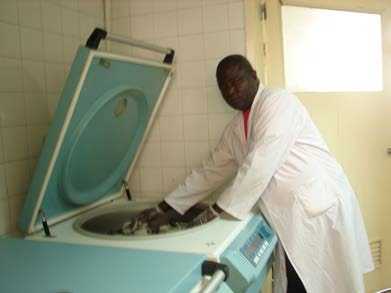 Man and lab equipment