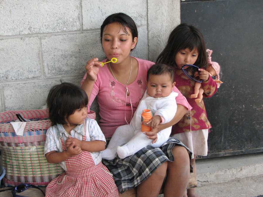 Young mother with children