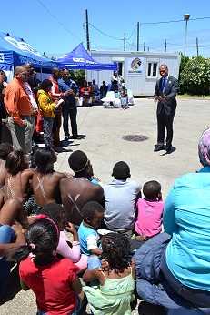 Ambassador Gaspard addresses the youth on the fight to get to zero new HIV infections at the handover of medical equipment to the Eastern Cape Department of Health at Kwazakhele Clinic, Eastern Cape.