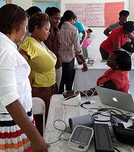 Blood pressure screening at a local clinic.