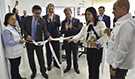 Colombian President Juan Manuel Santos (fourth from left) and INS Director Martha Ospina (fifth from left) celebrate the official opening of the PHEOC in INS.