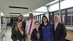 Representatives from the Centers for Disease Control and Prevention and the International Association of National Public Health Institutes are greeted by Instituto Nacional de Salud Director Dr. Martha Lucía Ospina and colleagues