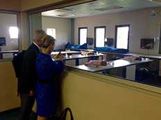 CDC NPHI teammates Dennis Jarvis and Wendi Dick observe the University of Namibia’s cadaver model laboratory