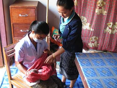 A newborn receiving the 1st dose of live-saving hepatitis B vaccine at a health center in rural Lao-PDR. Photo courtesy of Amy Kolwaite, CDC