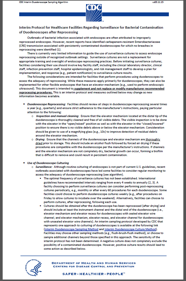 Interim Duodenoscope Surveillance Protocol