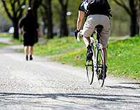 biking in a park