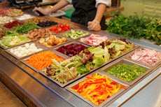 Assorted vegetables in cafeteria