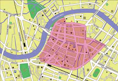 	a simple map to designate an area affected by a drinking water advisory