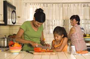 	family preparing a meal