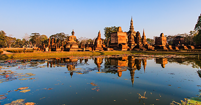 Photo of foreign ruins on river