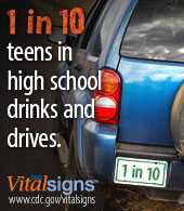 1 in 10 teens in high school drinks and drives.