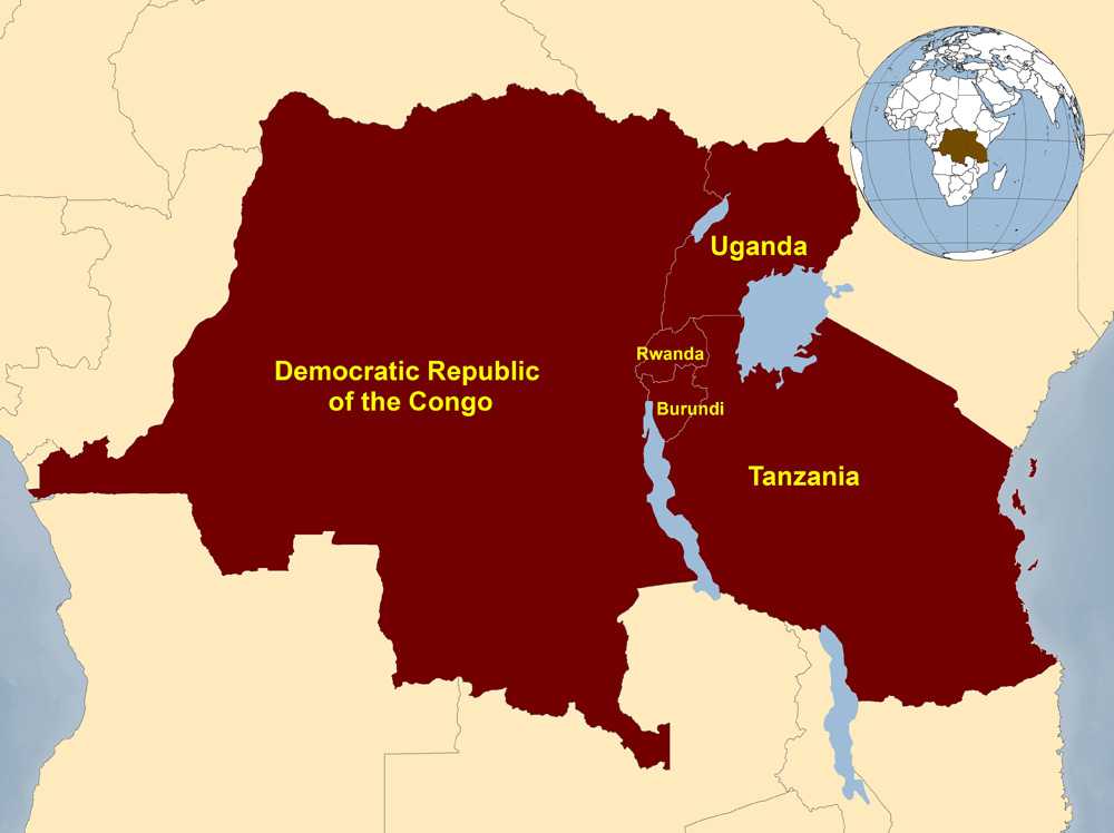 Location of the Democratic Republic of the Congo