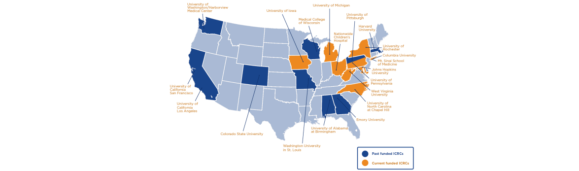 U.S. Map showing 10 funded ICRCs.