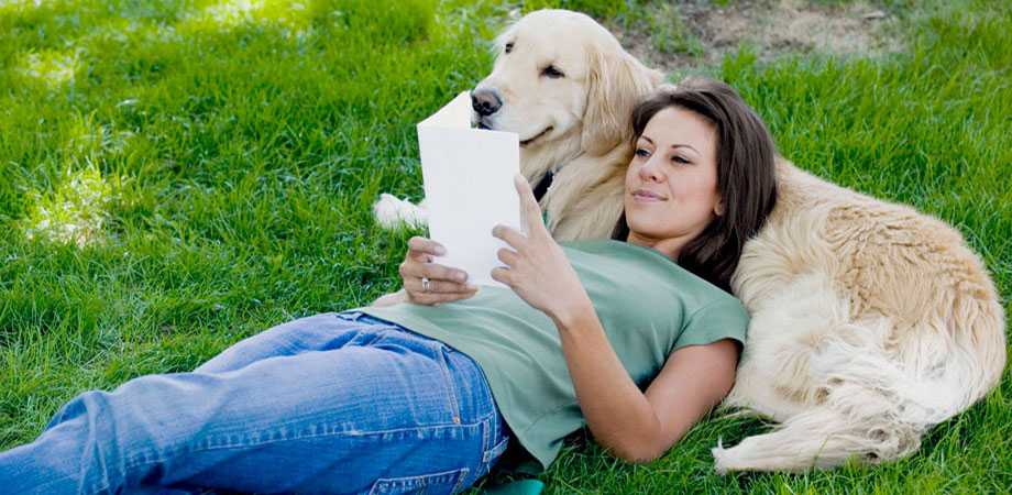 Images of a women with a dog.