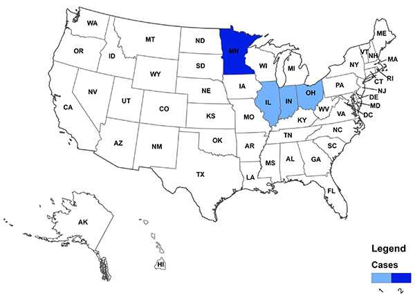 Persons infected with the outbreak-associated strain of Listeria monocytogenes, by state