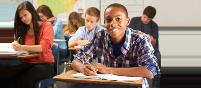 teenage boy in classroom