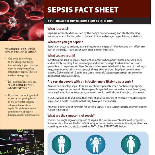 SEPSIS FACT SHEET infographic