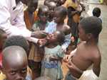 Children being examined for polio