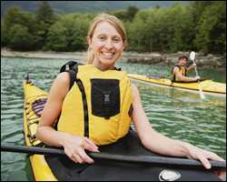 Two people kayaking