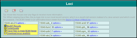 Figure 3 is an image showing allele calls and options for viewing analyzed data.