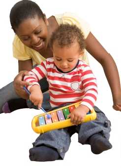 Photo of mother playing with child