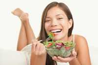 woman eating a salad