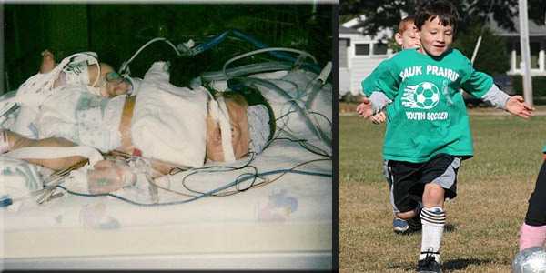 Nick as a baby and playing soccer