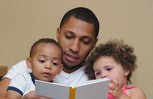 A father reading to his children