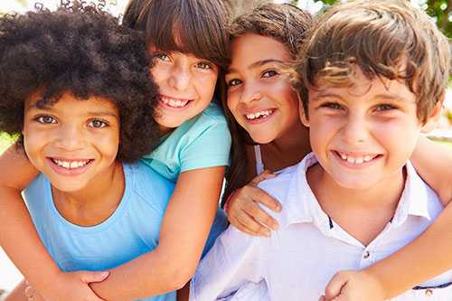 A diverse group of happy children