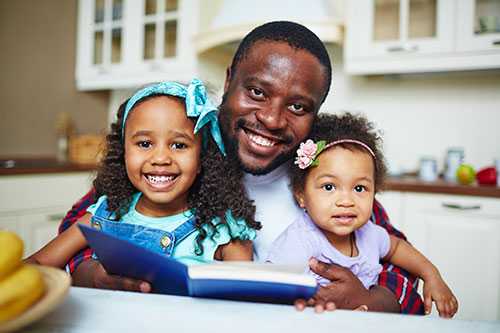 A father reading to his children