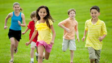 A group of kids running