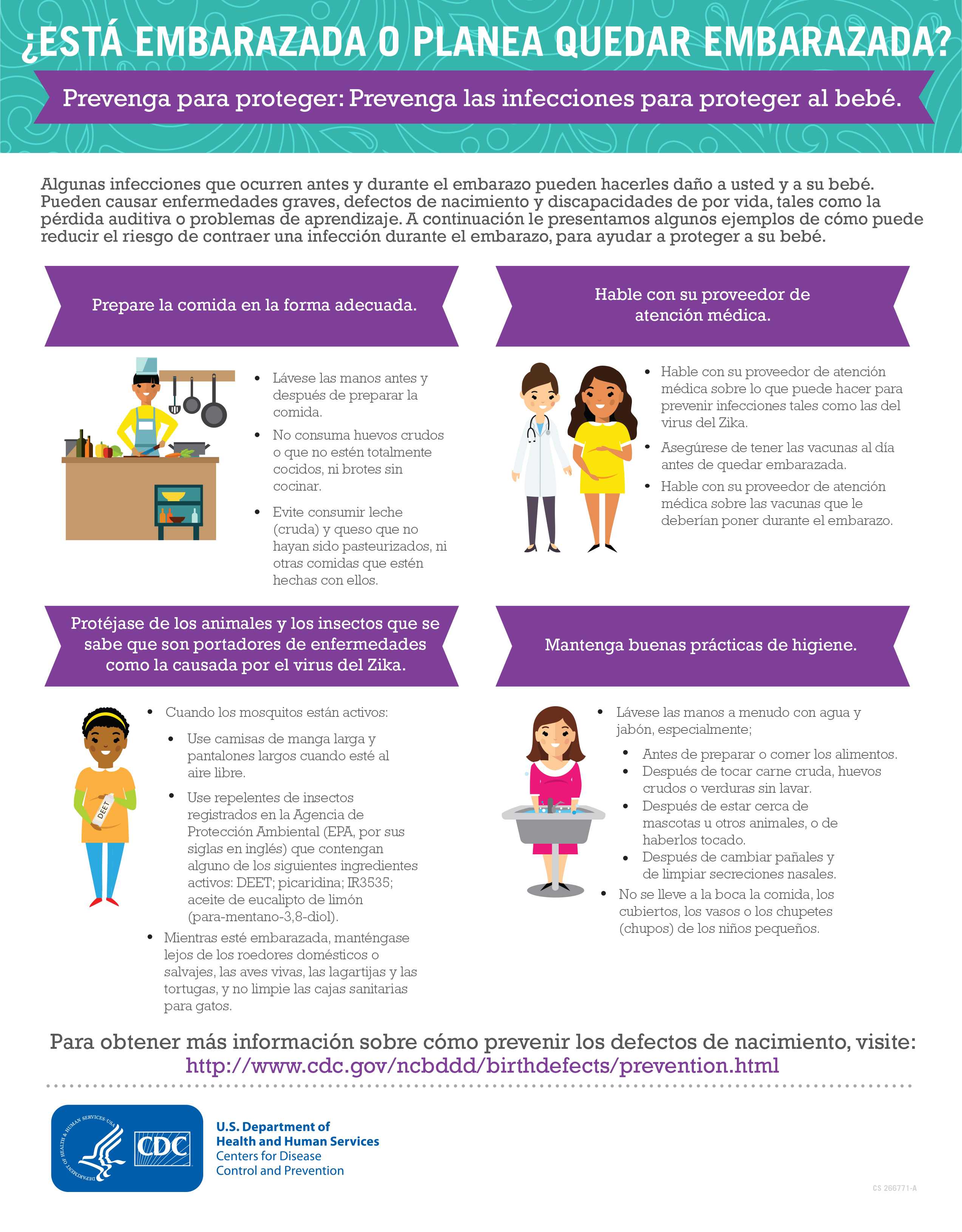 Infográfico: Prevenga para proteger: Prevenga las infecciones para proteger al bebé.