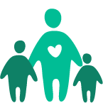 Graphic of an adult and two children.