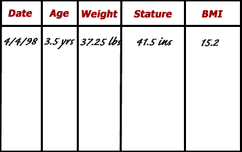 Example data entry table