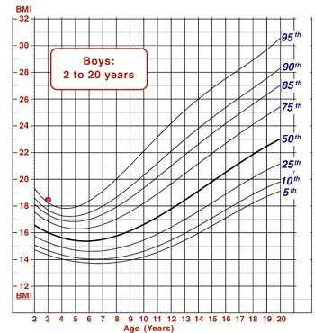 Growth Chart showing Mike's BMI plotted on the graph.