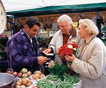 	Senior couple shopping at a farmers market