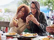 Friends eating